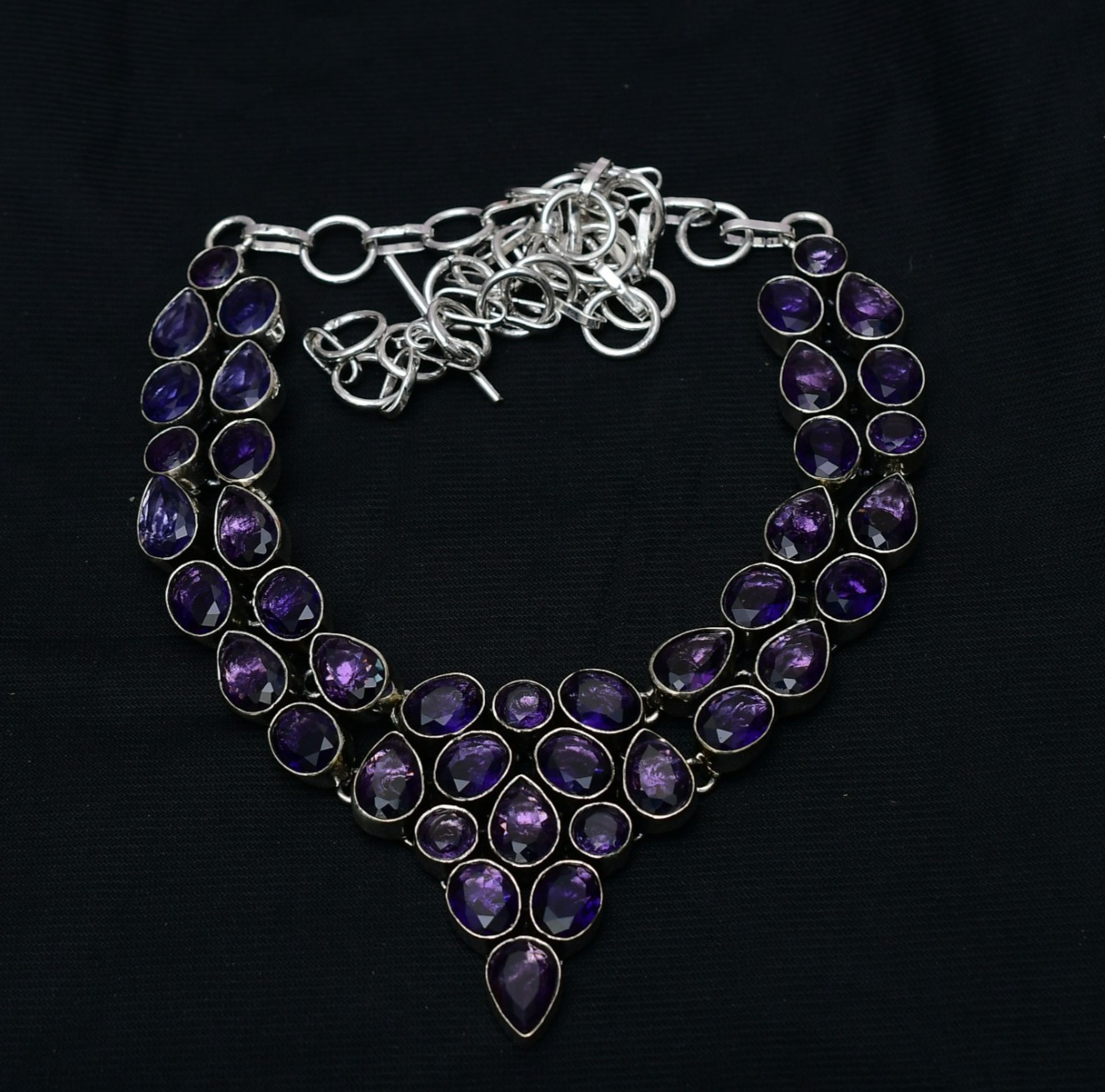 Amethyst Gemstone 925 Sterling Silver Handmade Jewelry Necklace -16-18″