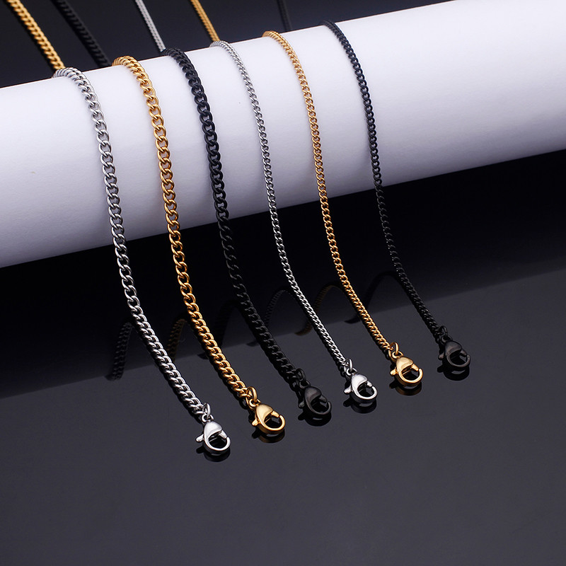 in bulk 5pcs Stainless steel Silver/ gold /black Chain Necklace 1.5mm/2mm 18”