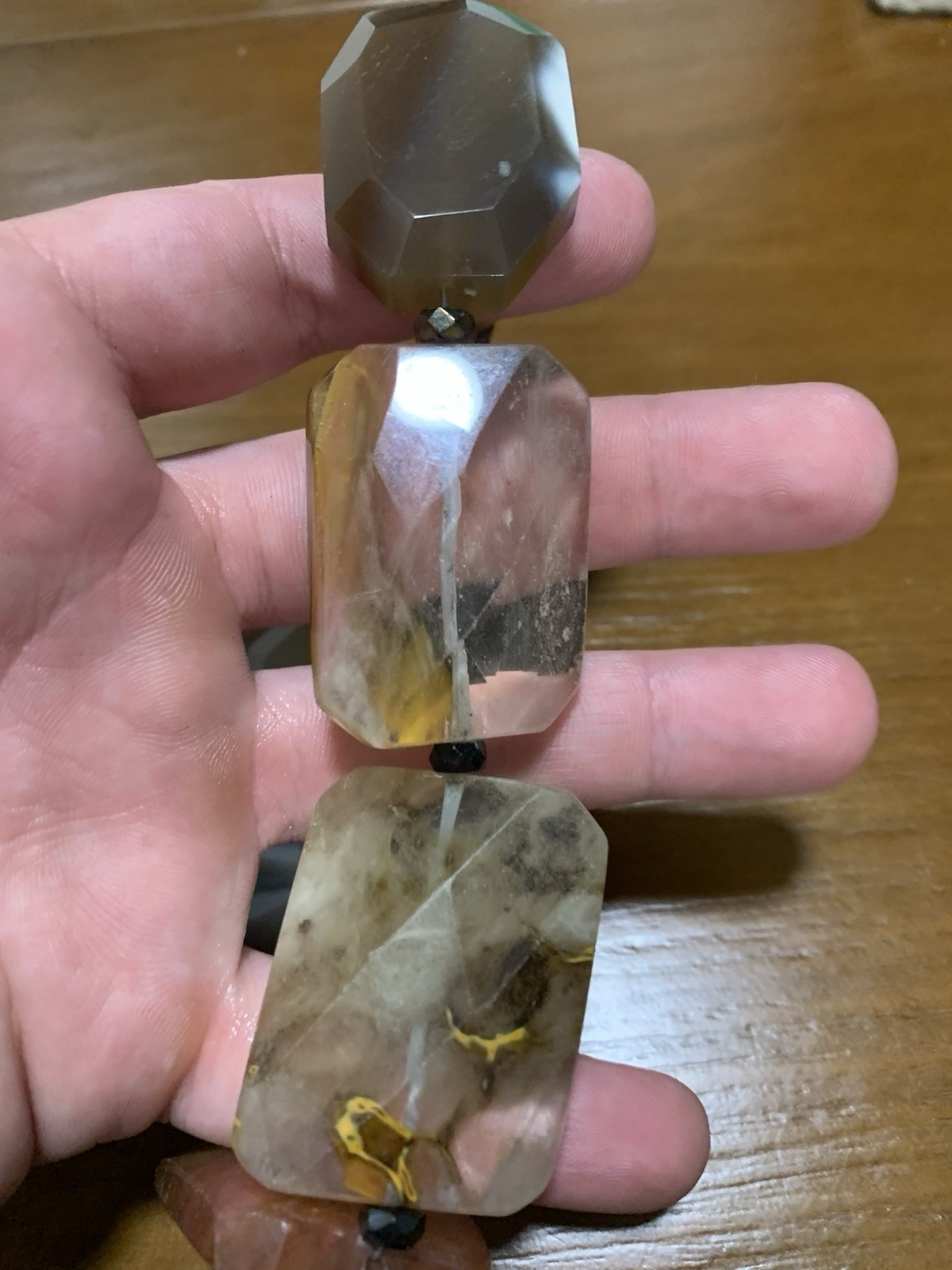 Vintage Large Chunky Quartz Stone Choker with Silver Box Clasp 14 Inch Necklace