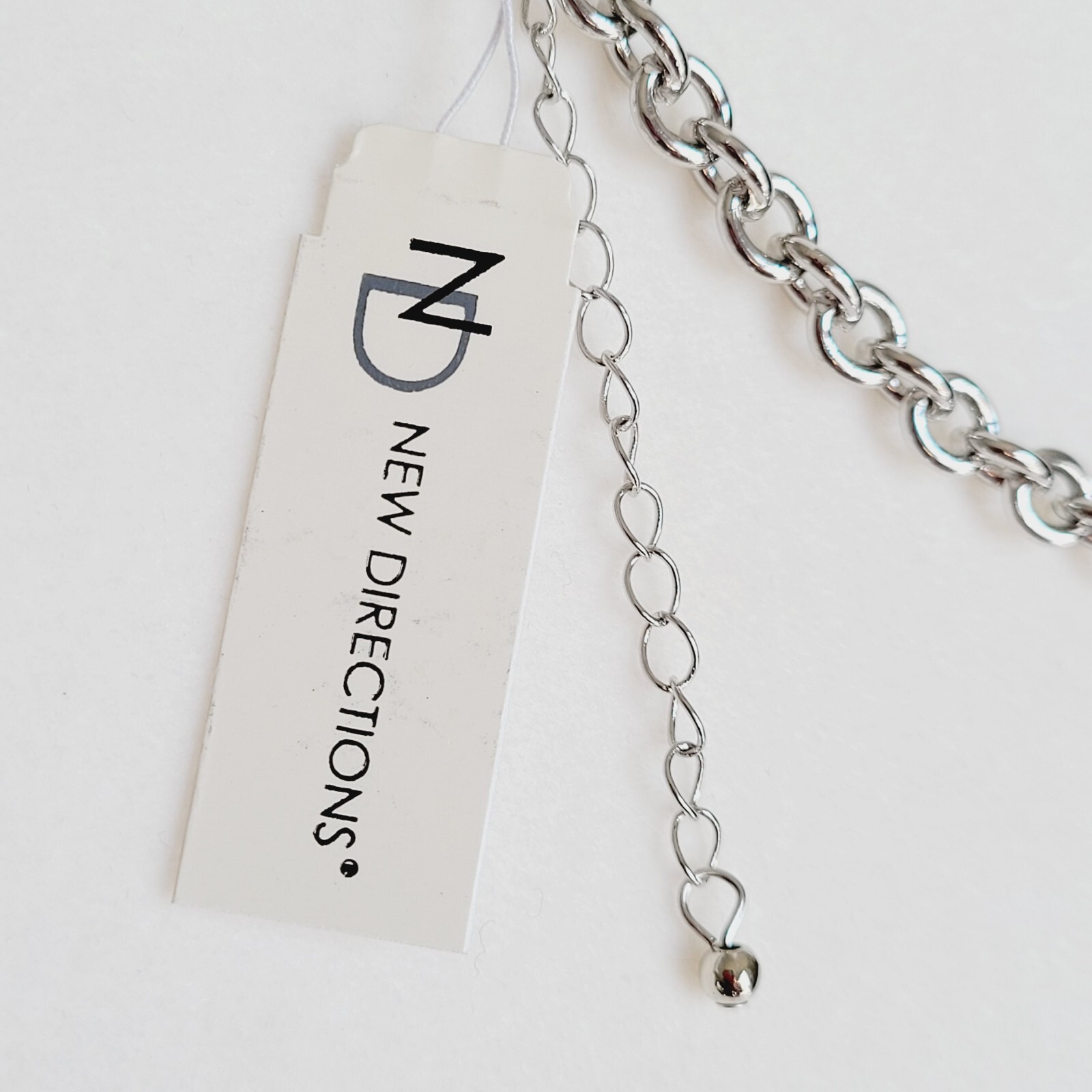 New Directions 20″ Necklace Polished & Hammered Discs Thick Rolo Chain NEW
