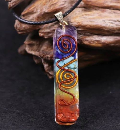 Orgonite Amulet Pendant Orgonite Resin 7 Chakra Necklace Rainbow Crystal Jewelry