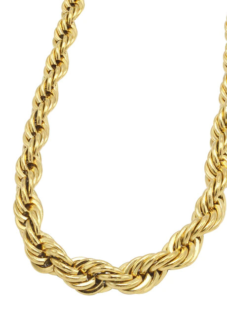 X2 – Gold 18K over 316L Stainless Steel 6mm Thick Rope Chain Necklace 24 inch