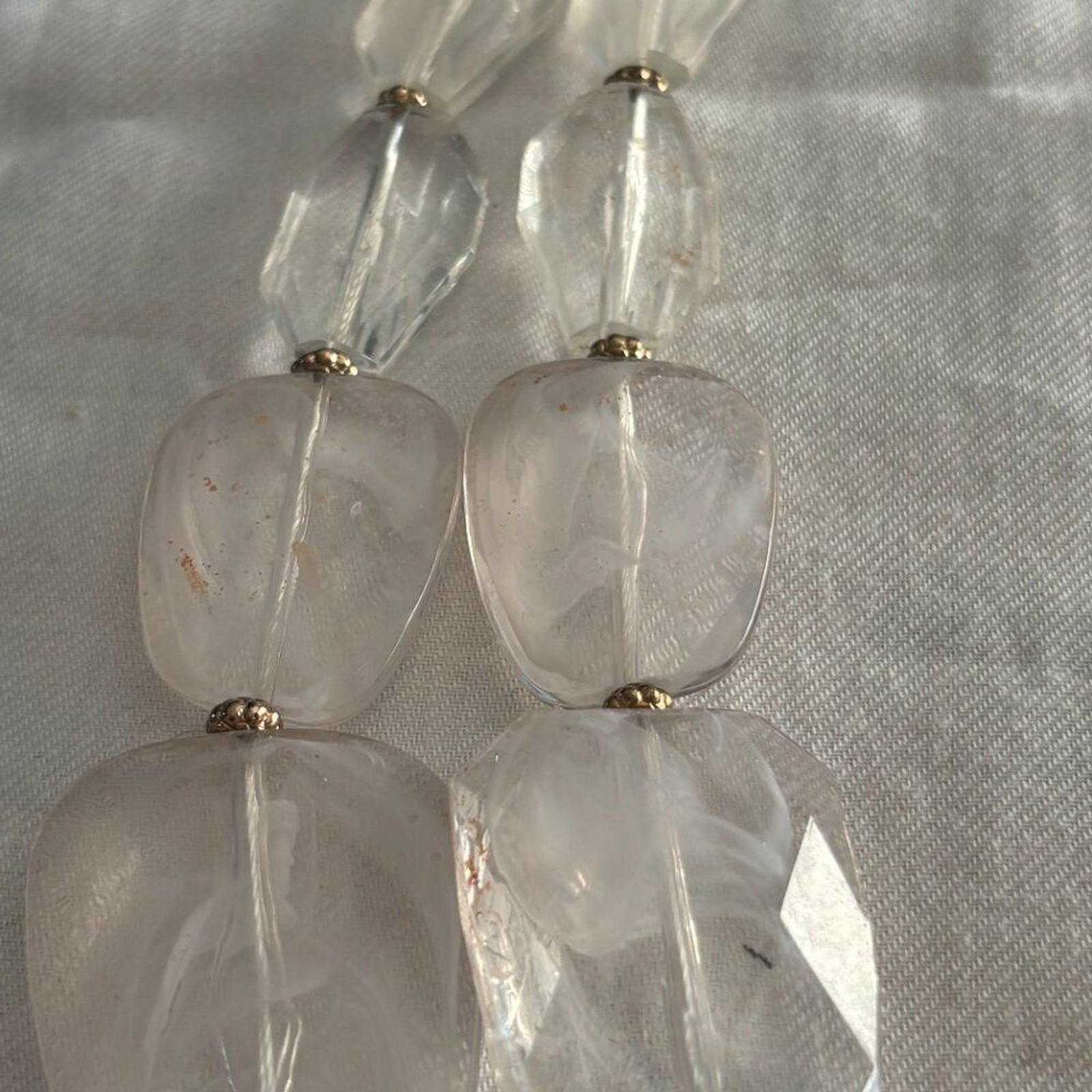 Multicolor Frosted Resin Statement Necklace – Crystal Clear, Blush, & Smoky Gray