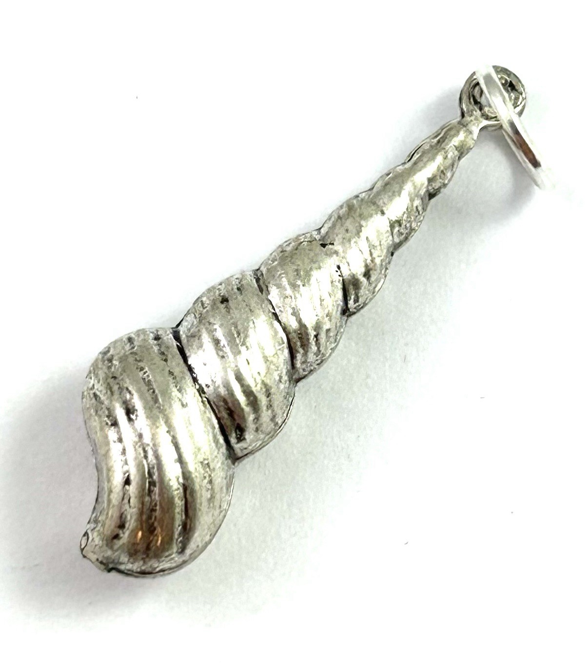 Shell Charm Seashell Pendant Nautical Beach Jewelry Silver Plated Brass Spiral
