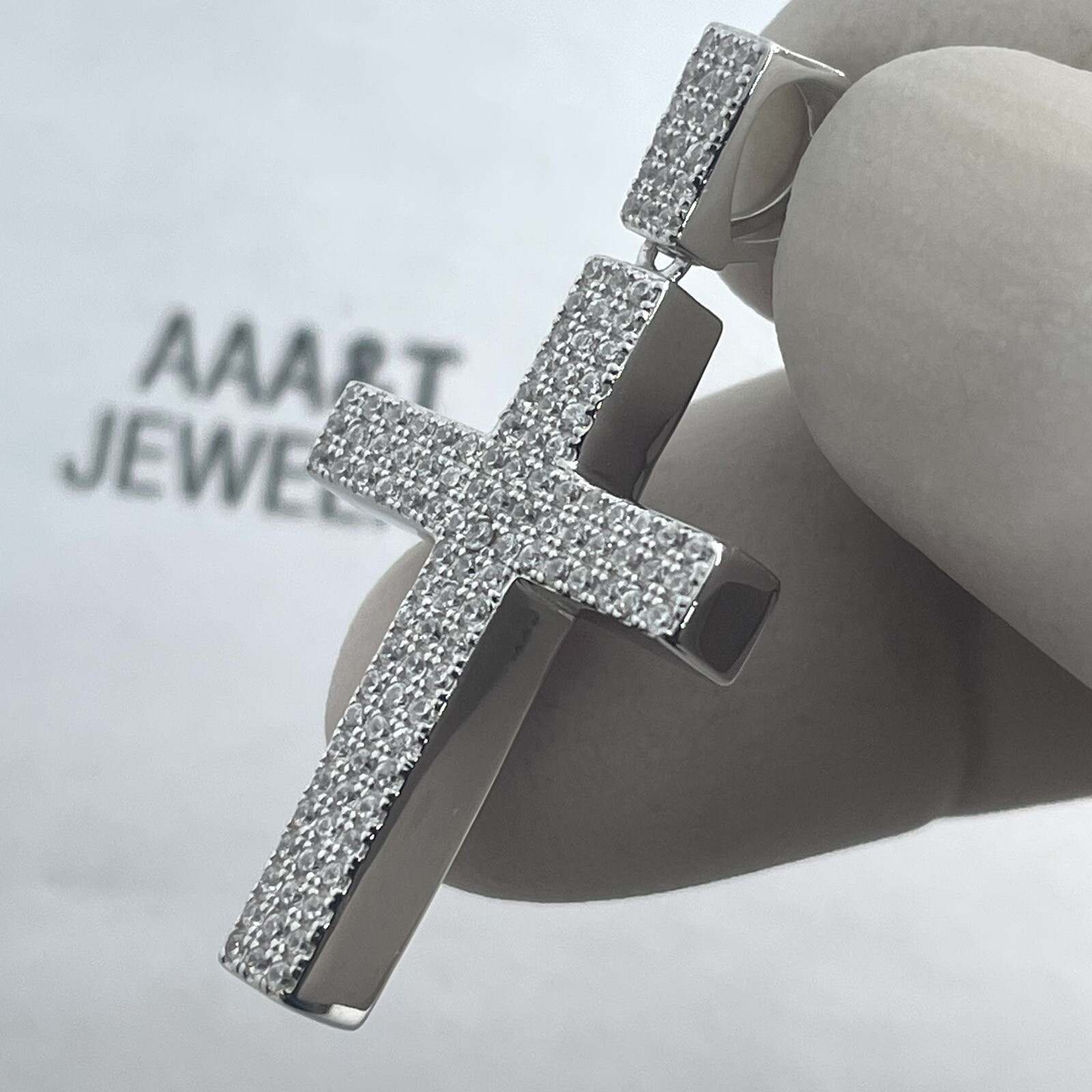 925 Solid Sterling Silver Cubic Zirconia Cross Pendant