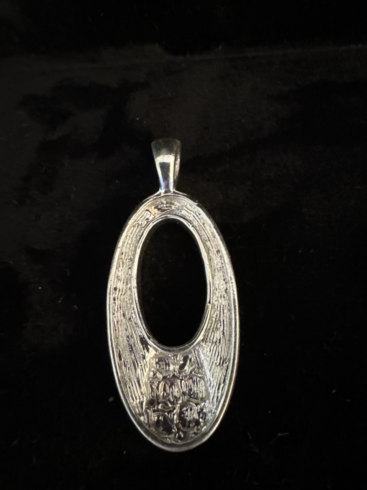 Abalone Shell Pendant Silver Tone Oval Open Design Boho Coastal Beach Jewelry