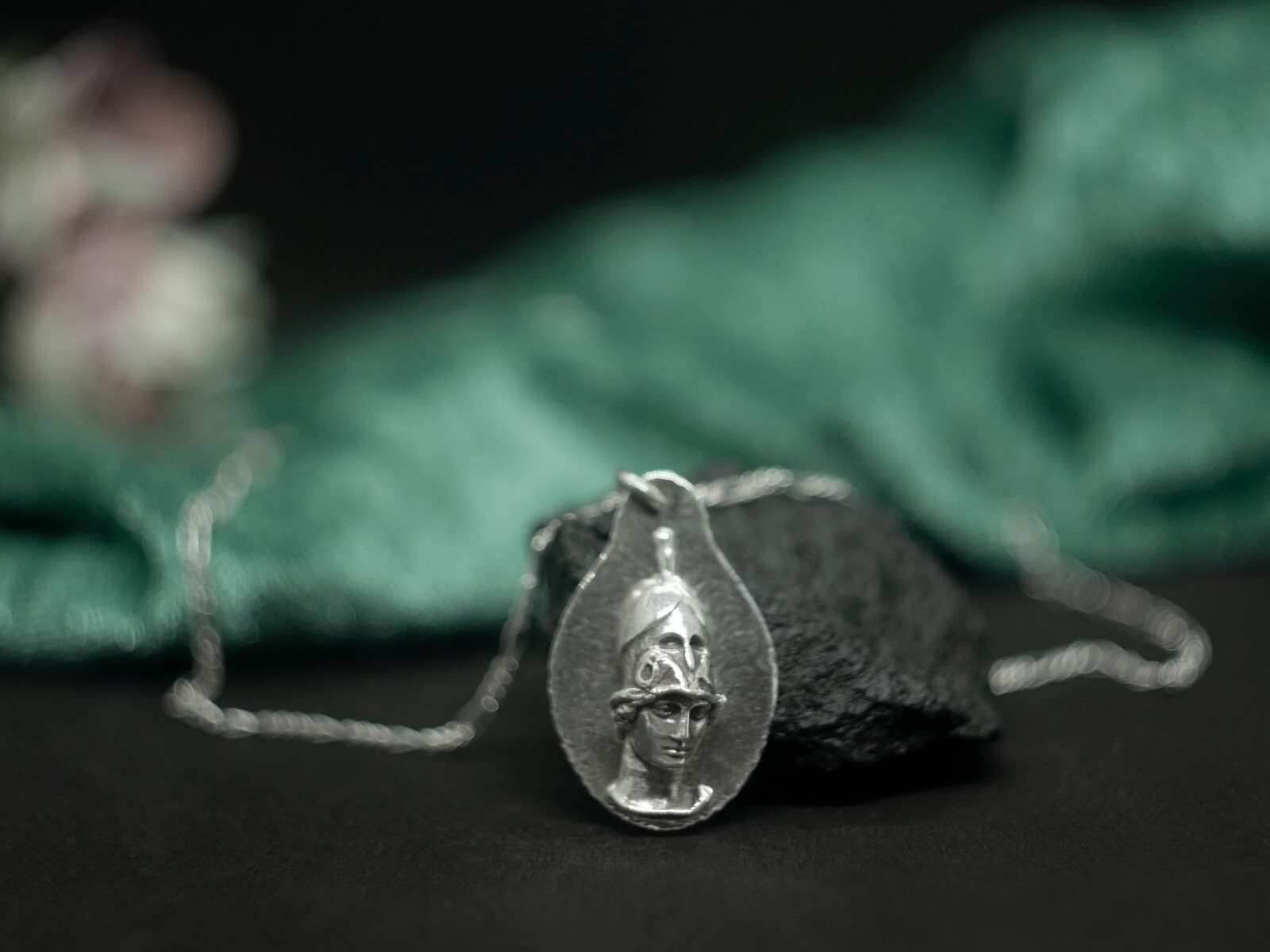 Greek Athena Silver Necklace, Goddess of Warfare Pendant, Goddess of Wisdom