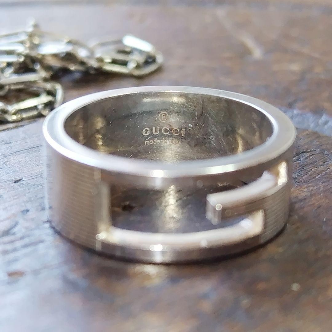 Excellent GUCCI Gucci G Logo Ring & Necklace 2 Set