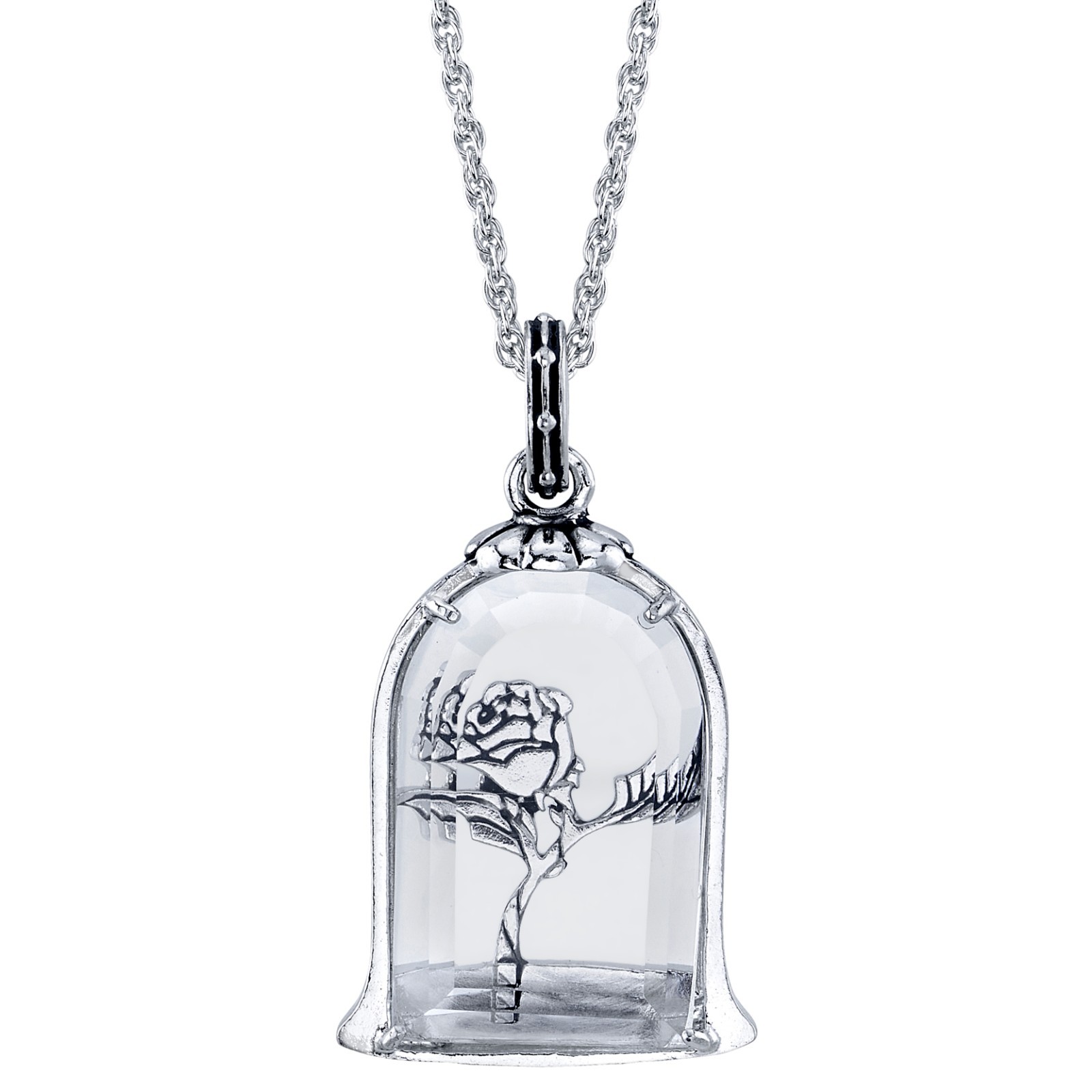 Disney X RockLove Beauty and the Beast Enchanted Rose Intaglio Pendant – Silver