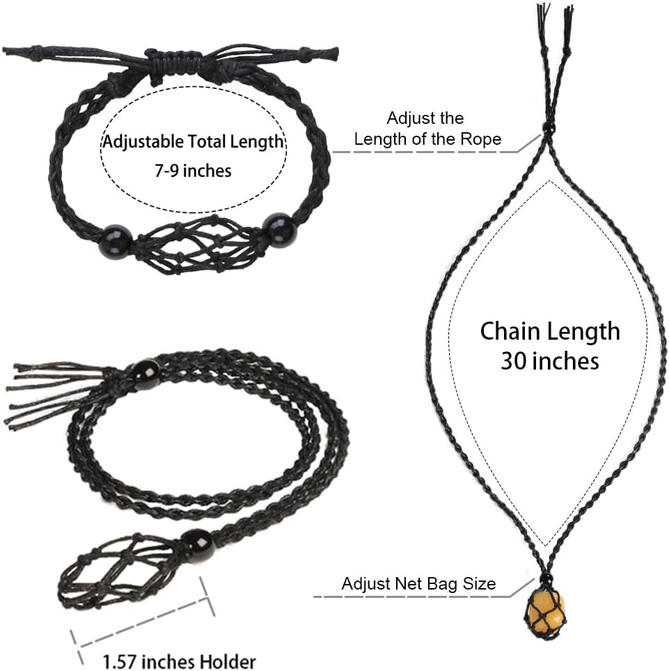 4 PCS Crystal Cage Necklace and Bracelet Cord Holder Empty Stone Holder