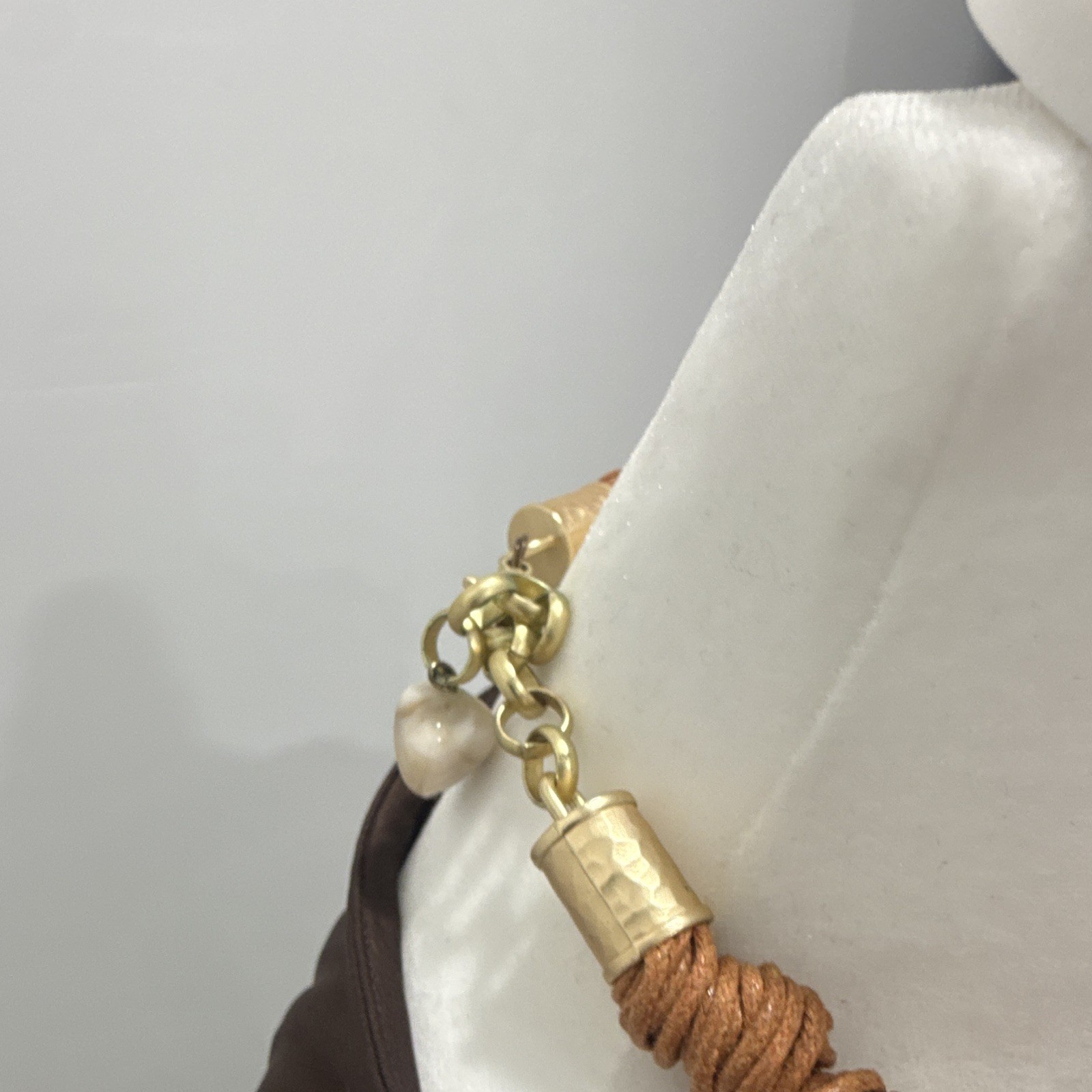 Statement Cord Necklace Sea Life Charm Pendant Brown Gold Multicolor Adjustable