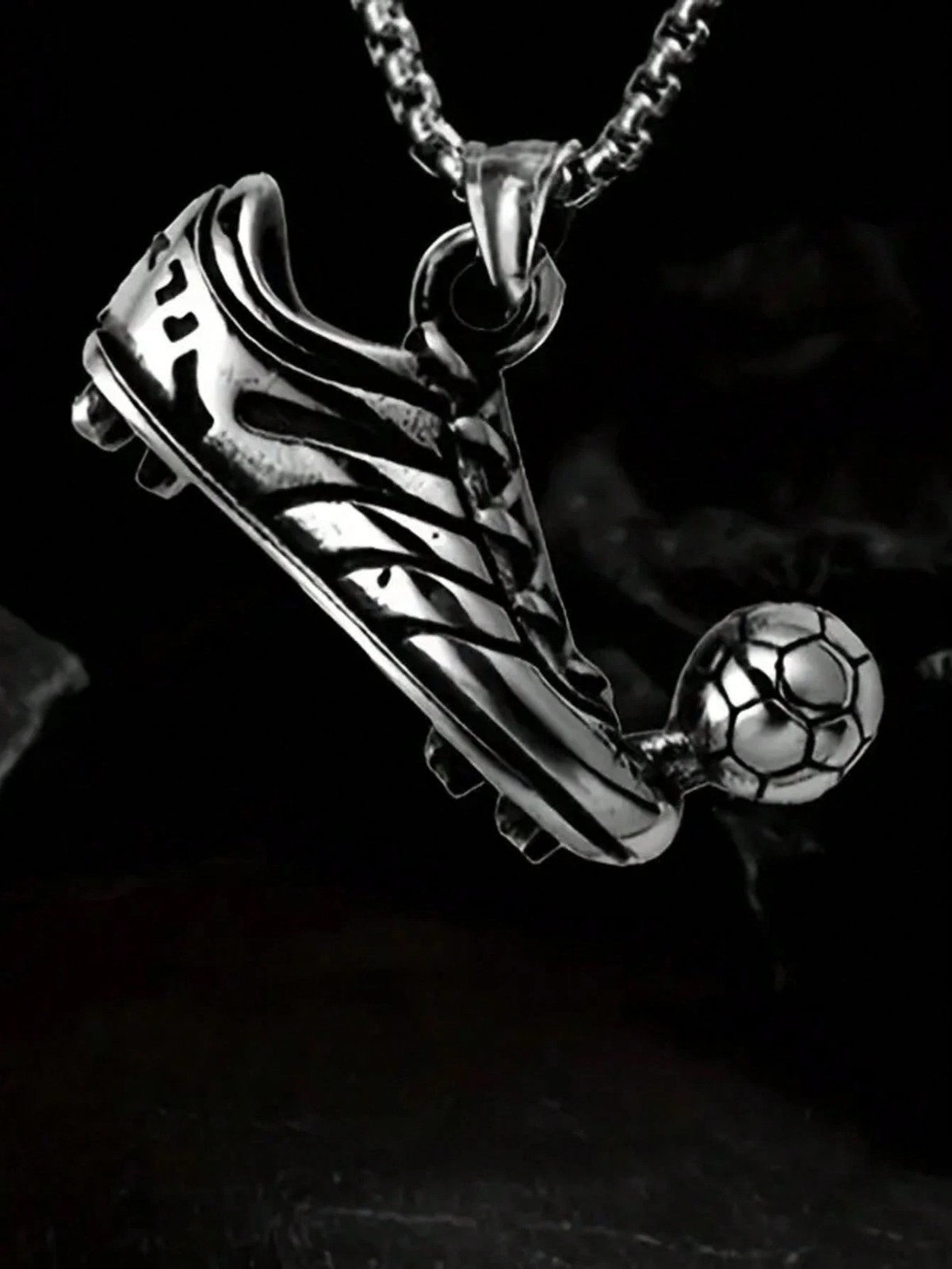 Football Pendant Necklace Chain Silver Sports Soccer Boot Fans Men Boys Kids USA