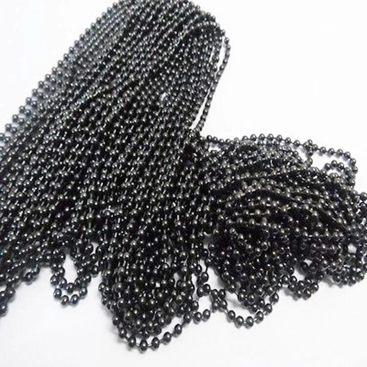 Men’s 1.5mm-10mm Black Stainless Steel Ball Beads Chain in Bulk Sale DIY Jewelry