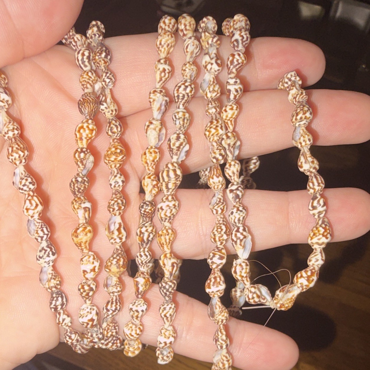 Vintage 55” beaded xs shell necklace all natural shells