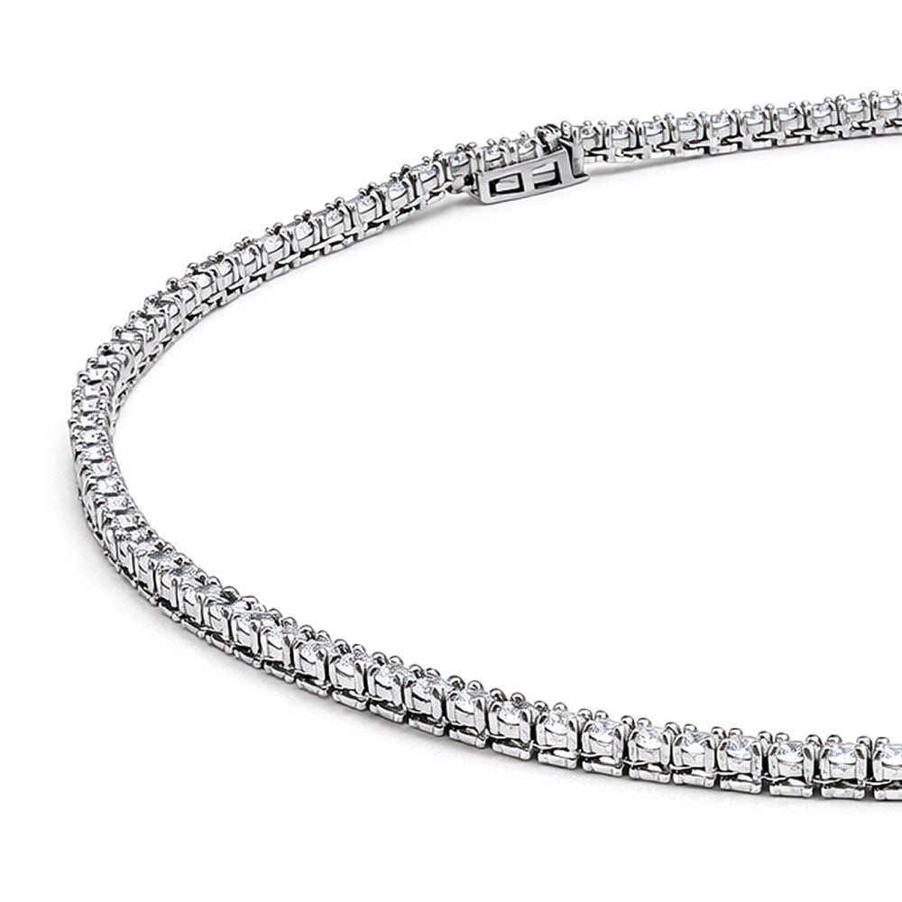 925 Sterling Silver White CZ Mini Tennis Necklace 3MM