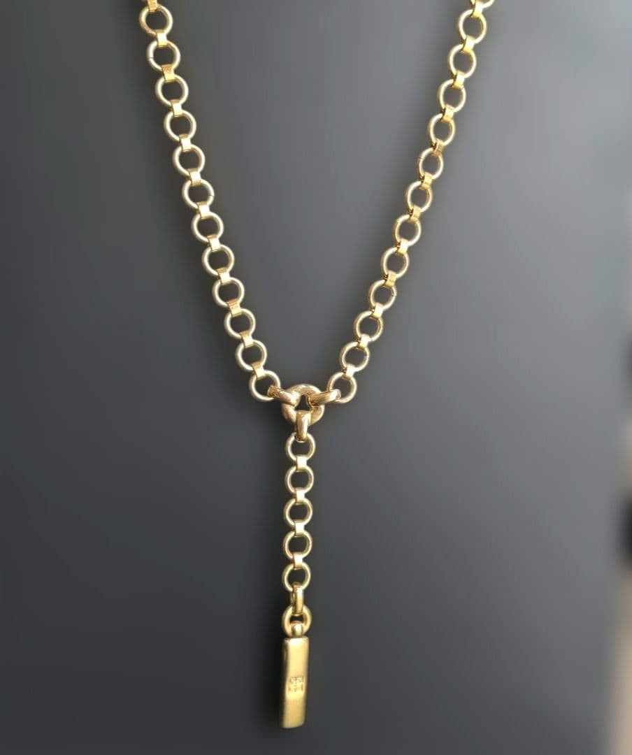 GIVENCHY Vintage 4G Y Chain Necklace Gold Tone Logo Pendant 46cm Statement