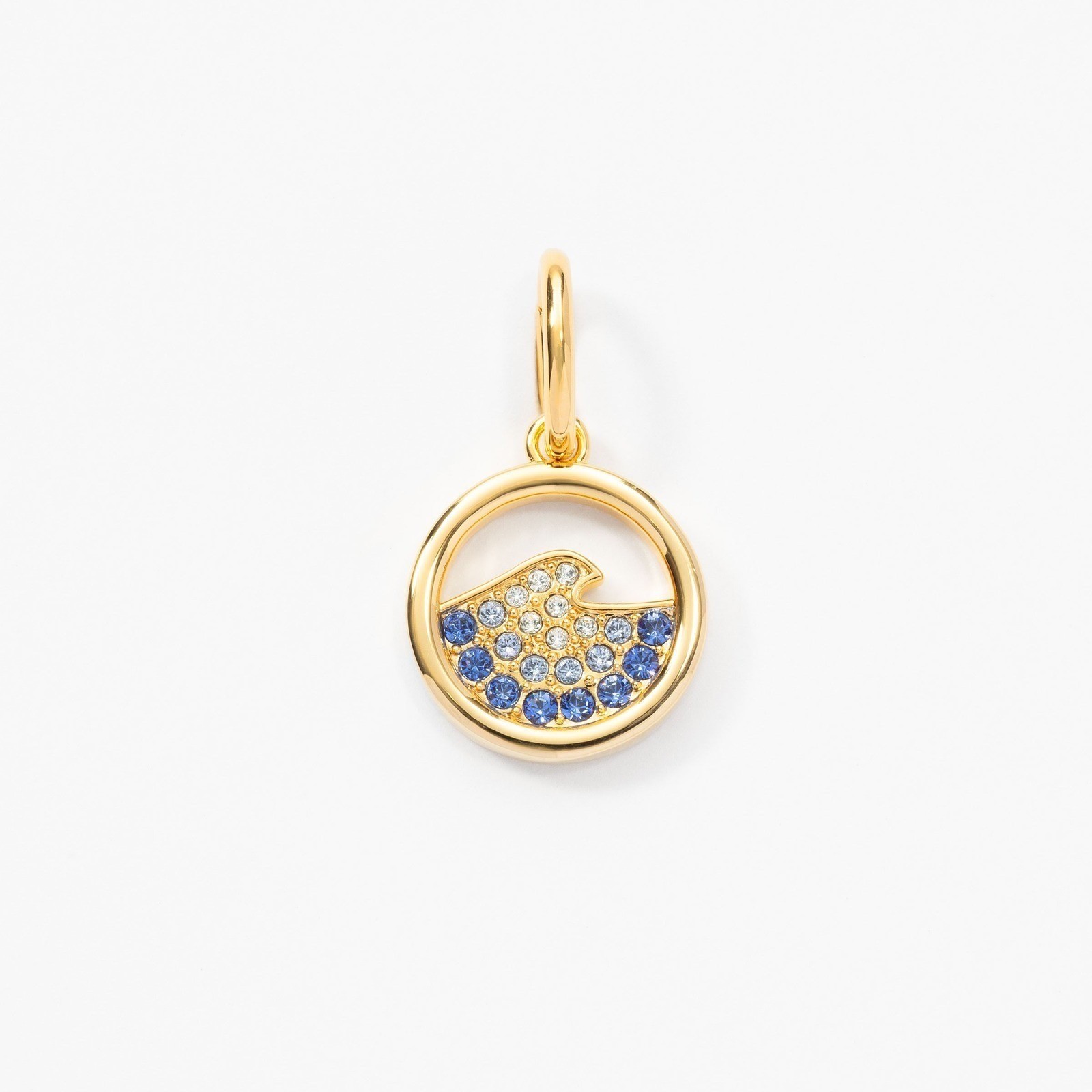 Touchstone Crystal by Swarovski Gold Plated Wave Charm Pendant Blue Crystal