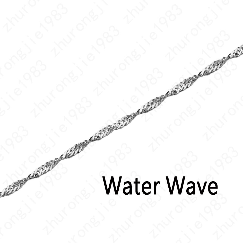 925 Silver Plated Water Wave Chain Fashion Necklace w/ Lobster Lock 16-24″