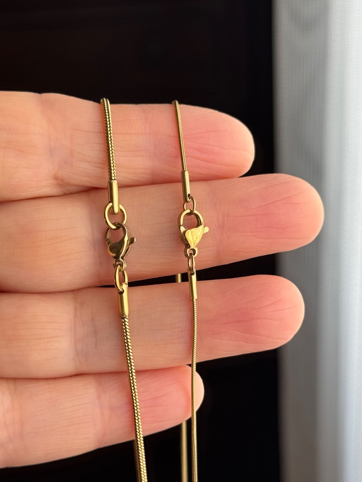 14K Gold Plated Stainless Steel Snake Chain Necklace (1mm, 1.5mm )