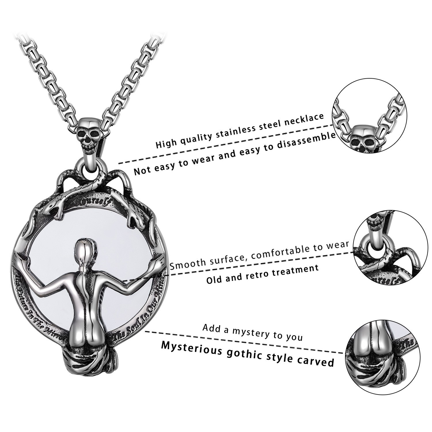 Men’s Stainless Steel Sexy Women Girl Necklace Pendant Hip-Hop Jewelry Gift