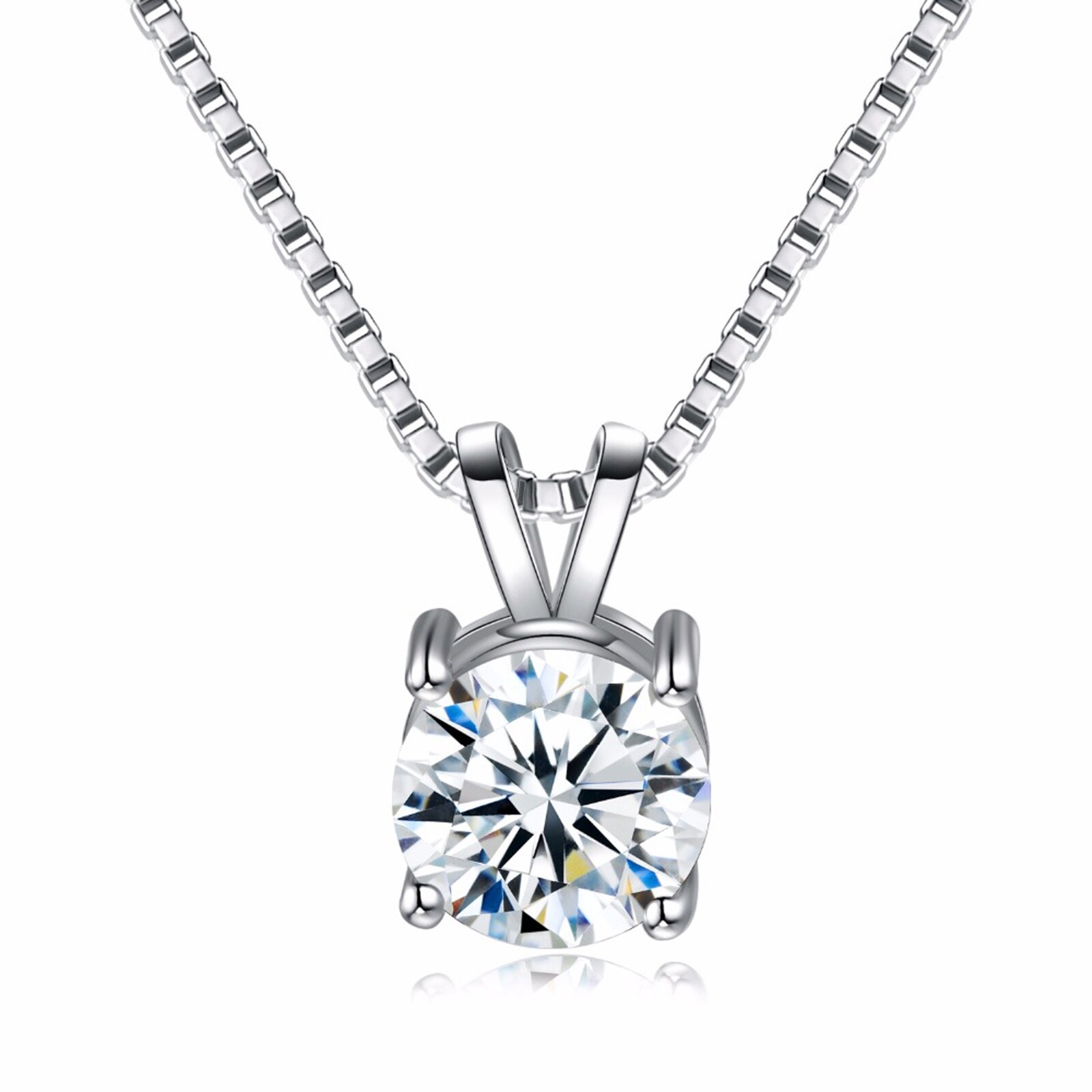 Lab Created AAA CZ Necklace 2 Carat Brilliant Cut Solitaire pendant Round Single