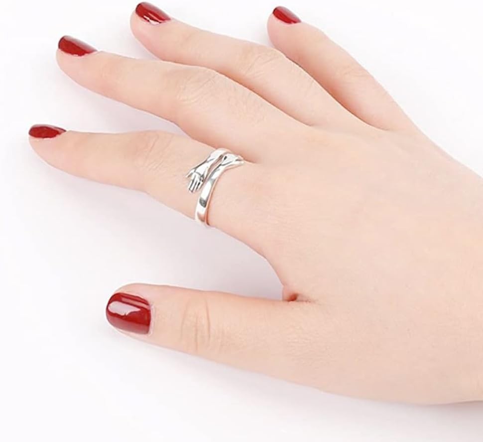 Engraved Granddaughter Ring – Emotional Hug Design in Adjustable Stainless Steel