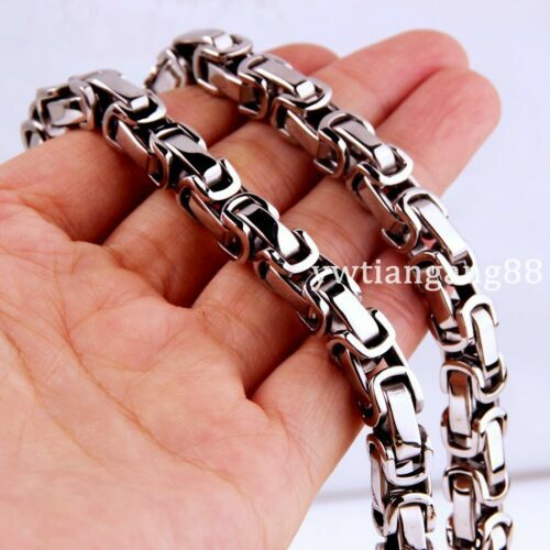 5MM Mens Boys Chain Stainless Steel Byzantine Box Link Necklace 18-36inch Gift