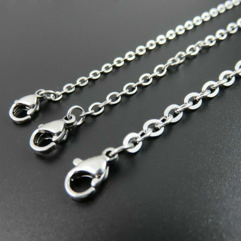 1.5-3.2mm 16″-32″ Wholesale In Bulk Stainless Steel Silver Oval Chain Necklace