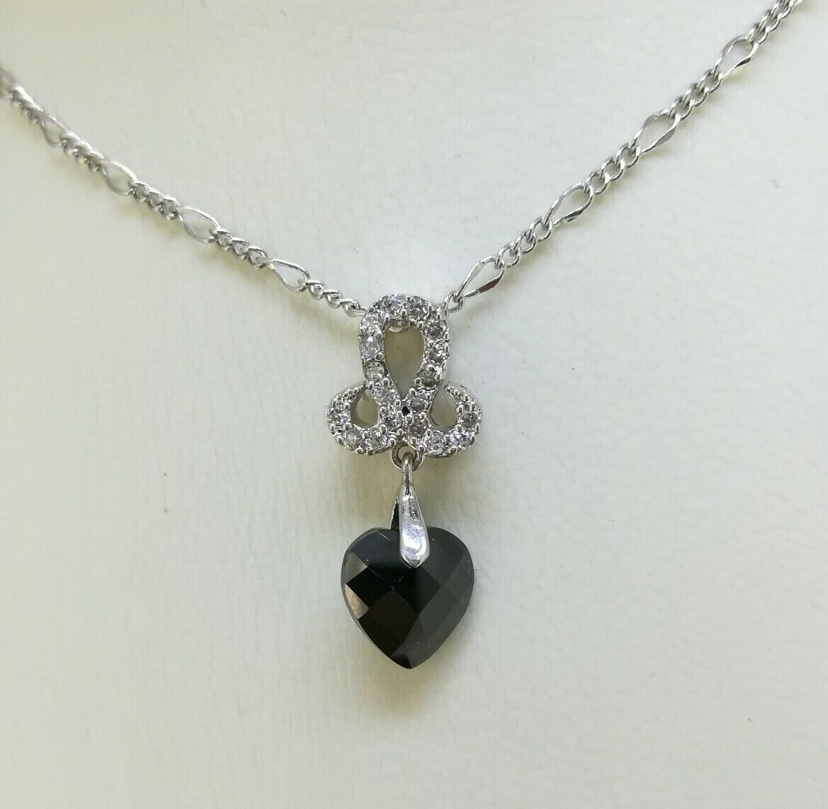 Elegant 925 Sterling Silver SF Heart CZ Pendant Necklace Gift Woman N-A857