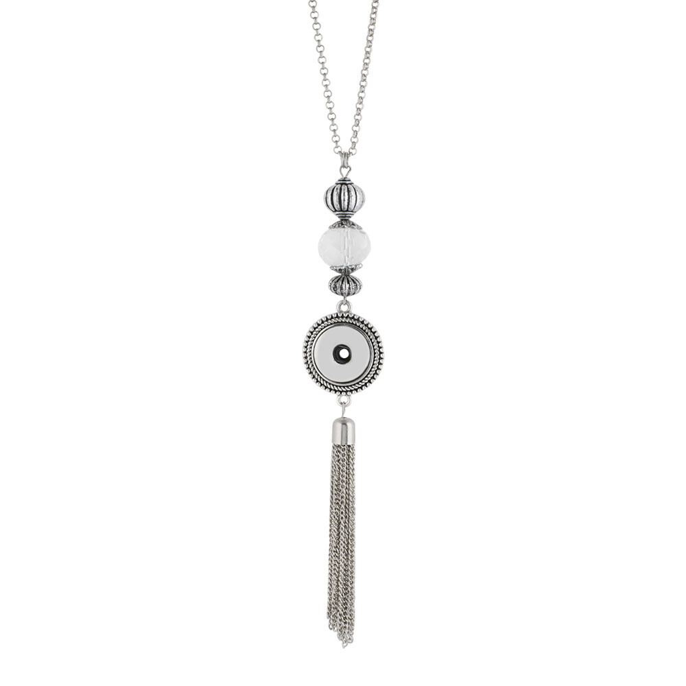Snap Jewelry Necklace CZ Rhinestone Tassel 32″ fits 18-20mm Ginger Style Charms