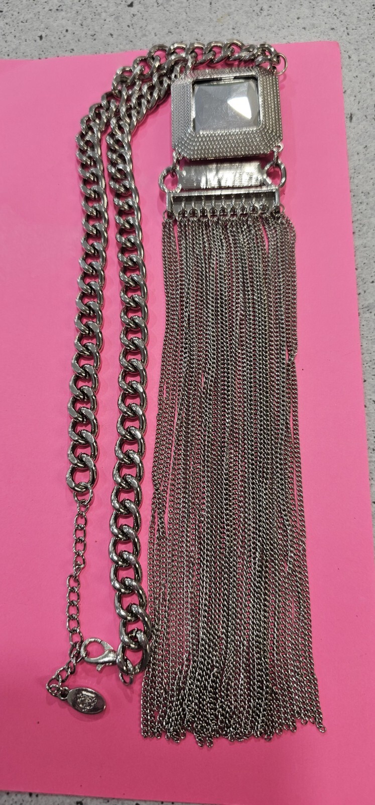 SIGNITURE SERIES long metal chain necklace silver tone 7.05 oz, 22″ Excellent co