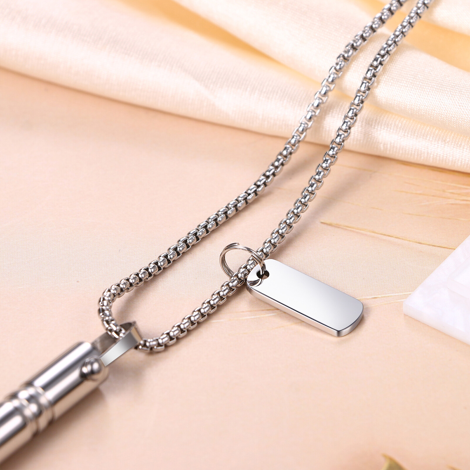 Men Women Anxiety Relief Mindful Breathing Stainless Steel Meditation Necklace