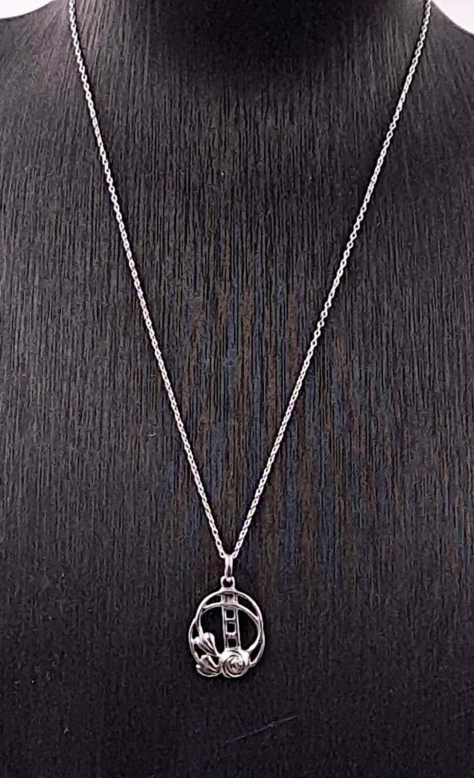 Kit Heath Sterling Silver Necklace Mackintosh Style Pendant 1997 46cm Chain