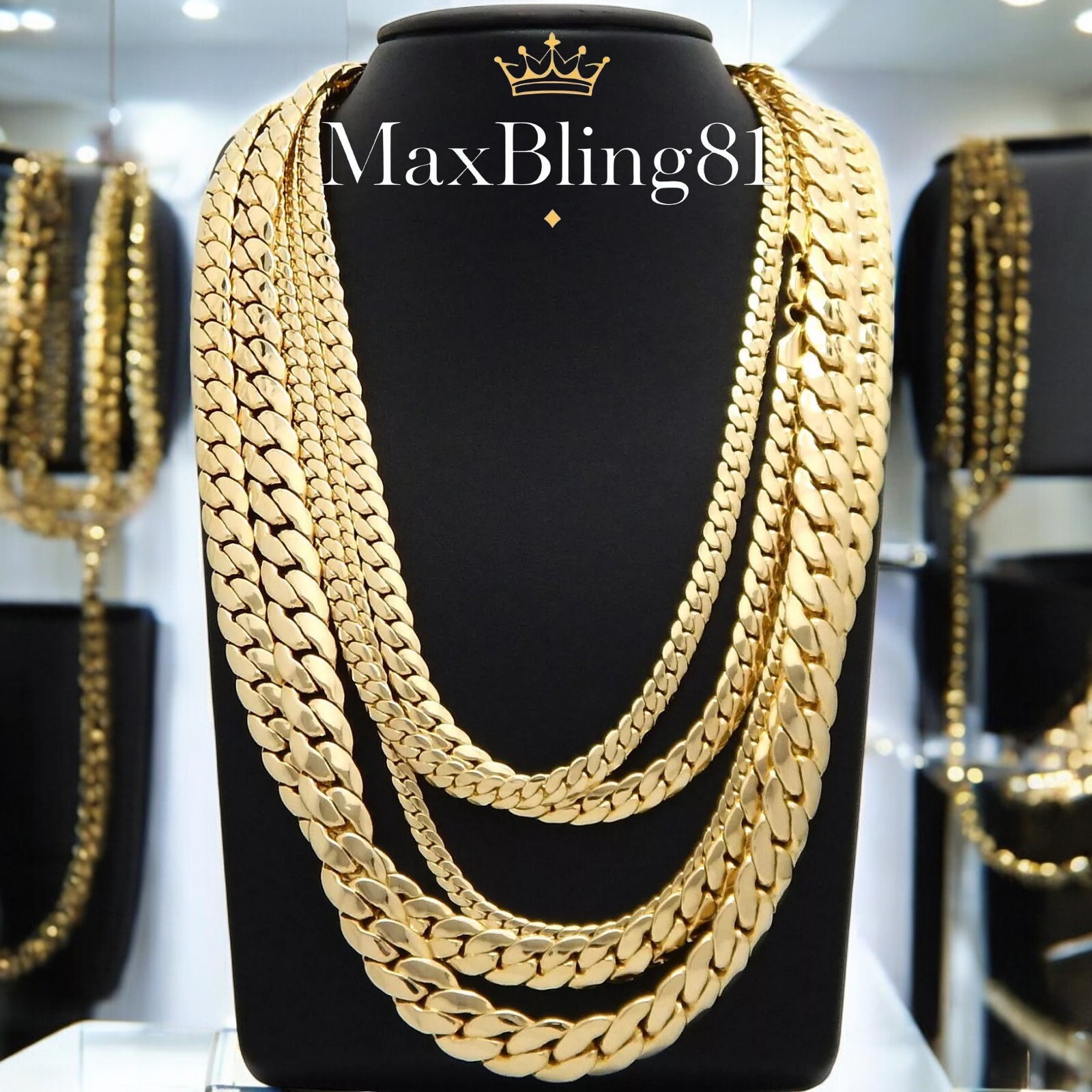 AAA+ 14k Gold Plated Brass Cuban Chain 4mm to 10mm Necklace Bracelet 20″ 24″ 30″