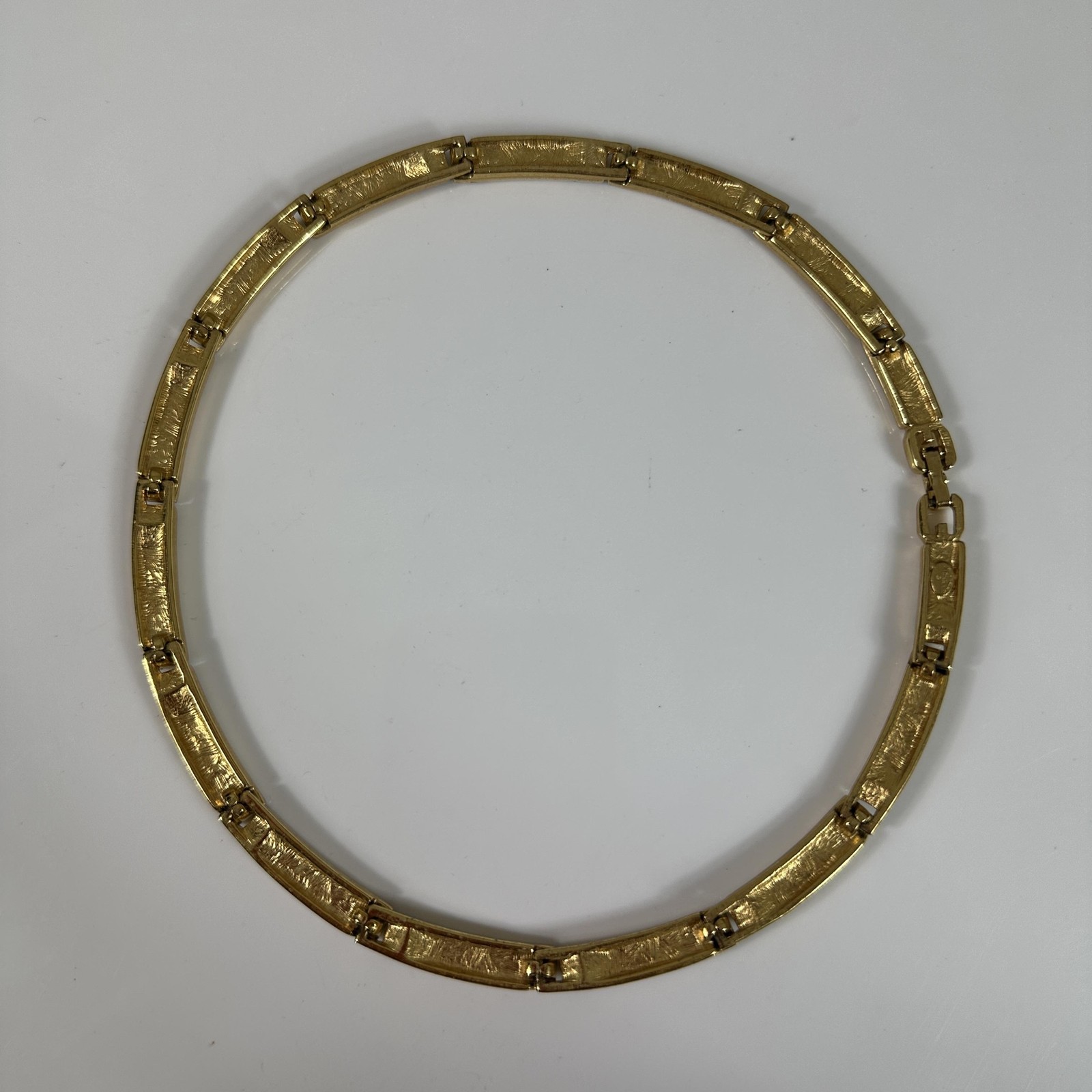 Givenchy Necklace Gold Tone Green Crystal Rhinestone Collar Tennis 15 In Jewelry