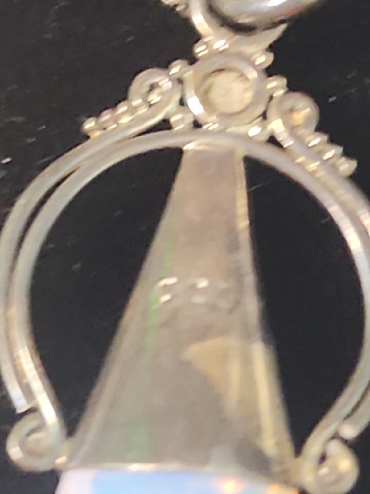 Sterling Silver Pendant 6.2g Fine Jewelry Opalite & Amethyst Stone 20″ Box Chn.