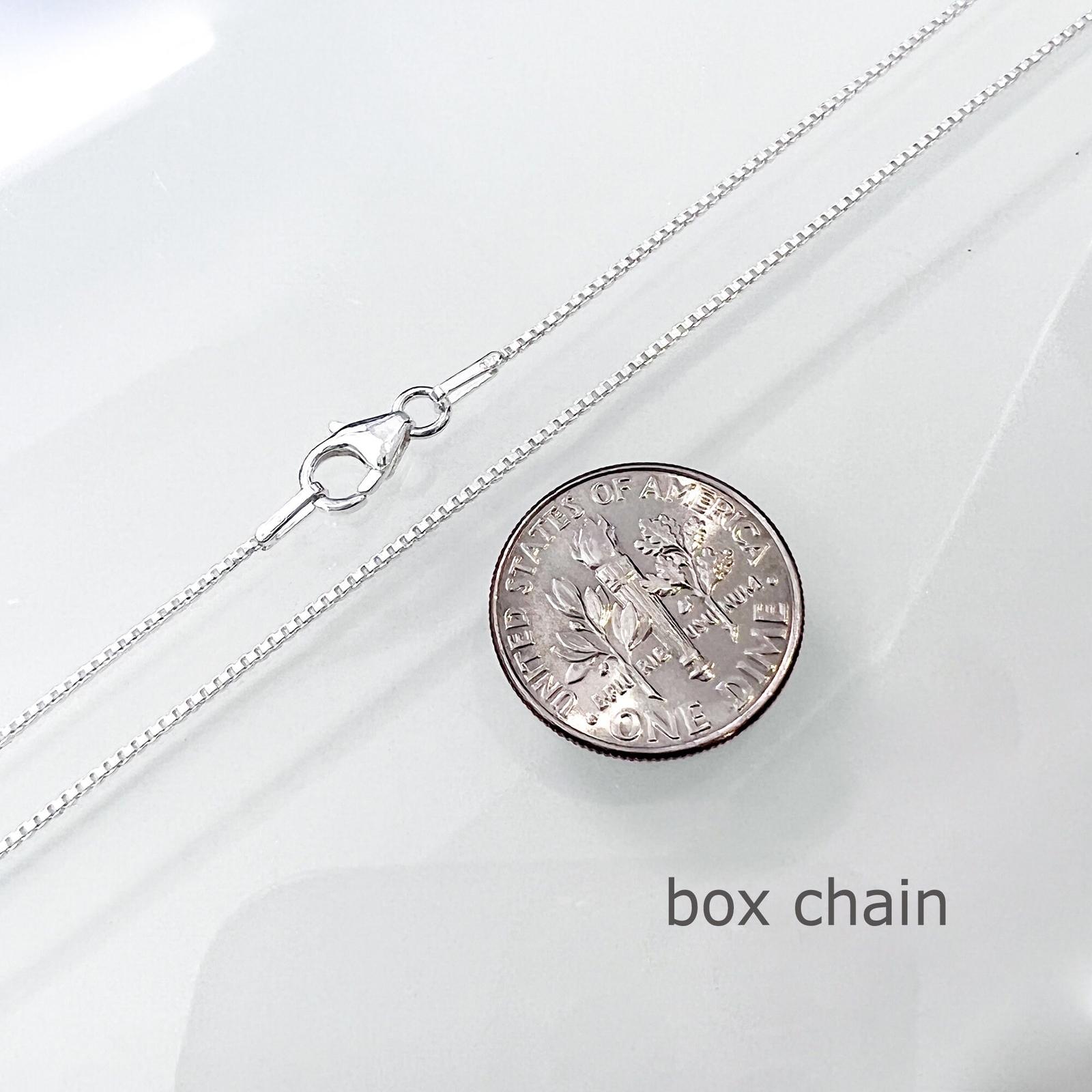 Sterling Silver Box Necklace Chain, 14″, 16″, 18″, 20″, 22″, 24″