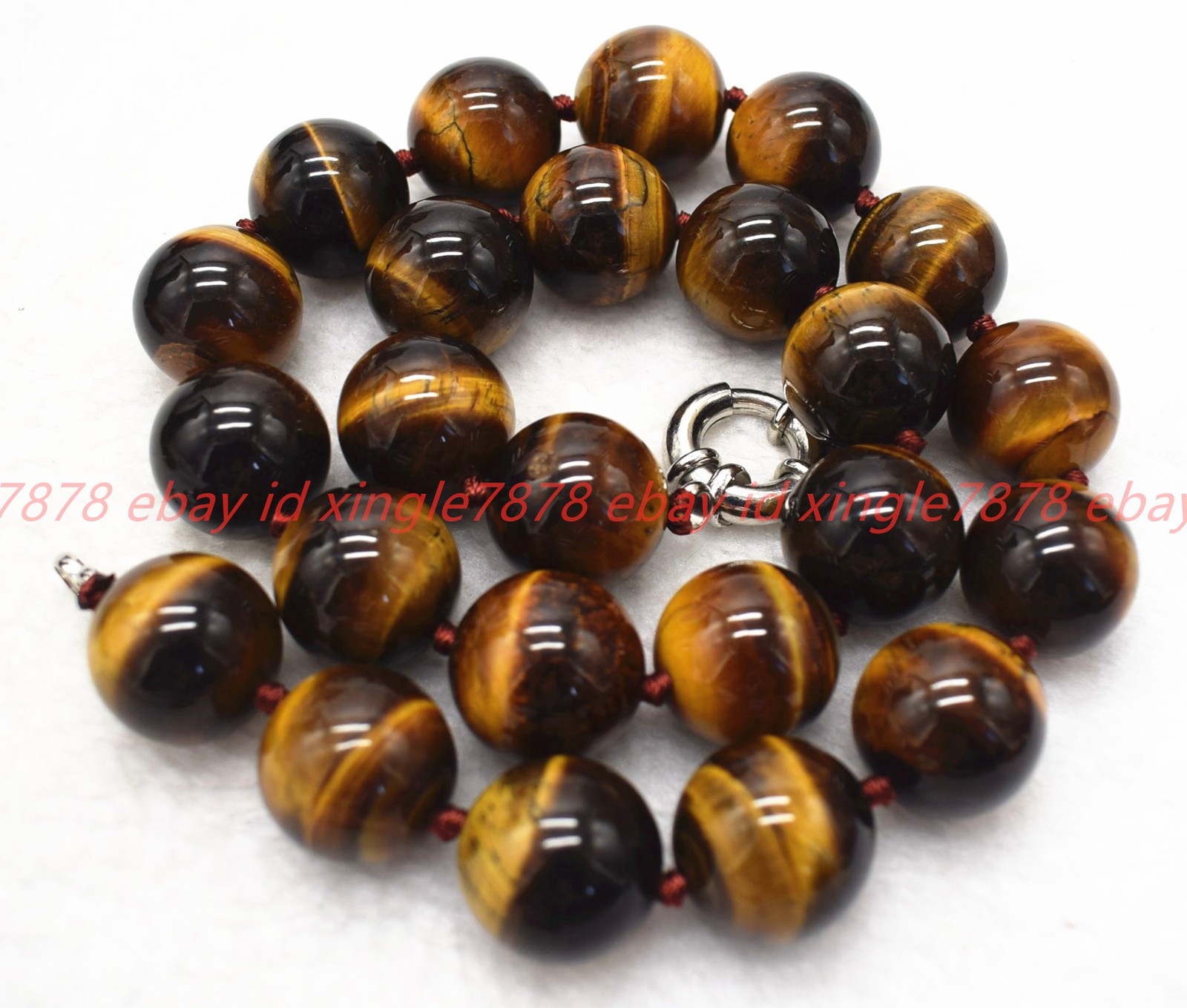 Huge Natural 18/20mm Yellow Tiger’s Eye Gemstone Round Beads Necklace 16-32in