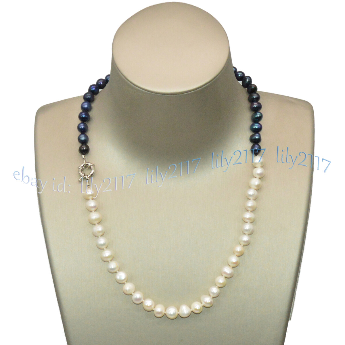 7-8mm Real Natural White Black Freshwater Pearl Baroque Beads Necklace 14-48”