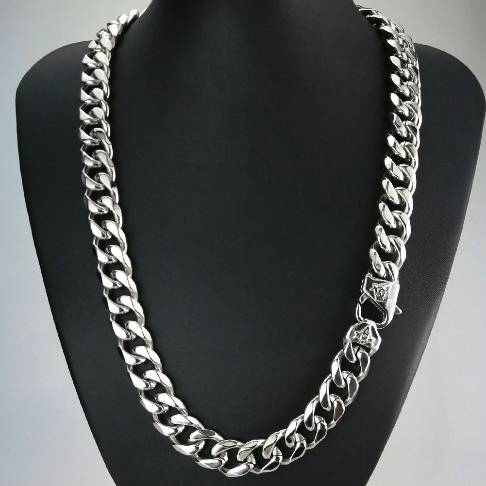 Polisihed Stainless Steel Necklace Curb Chain For Mens Boys 13mm 26” Jewelry