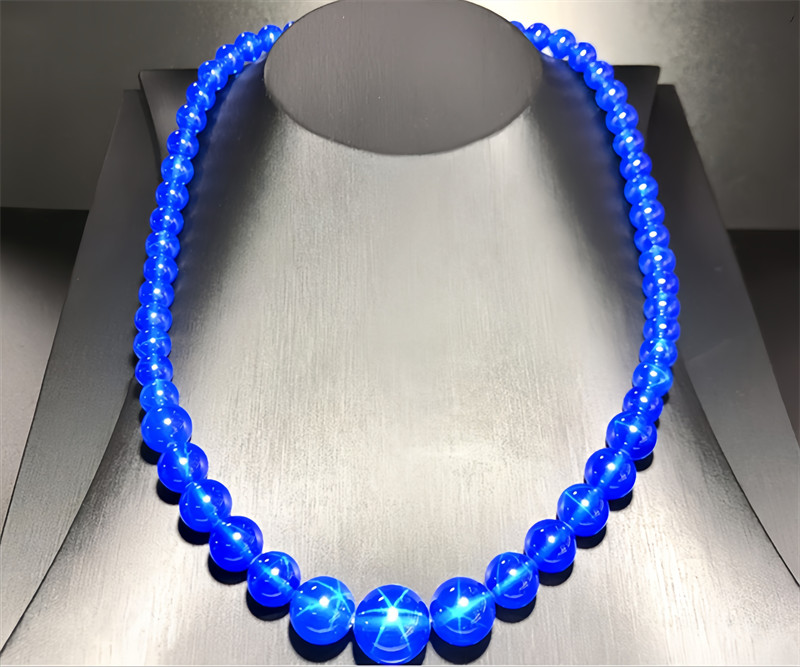 Top Star Ruby， Sapphire Lab-Created Tower Chain Beaded Necklace Blue Green Red