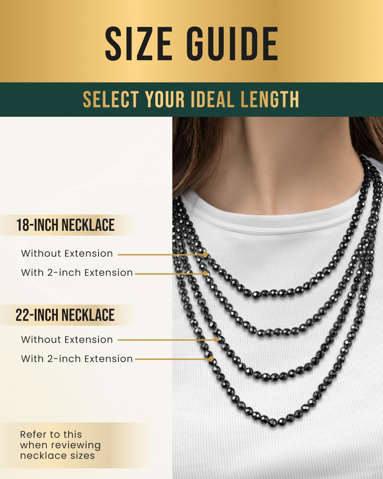 MagnetRX Magnetic Hematite Stones Necklace Ultra Strength for Women & Men 22 In