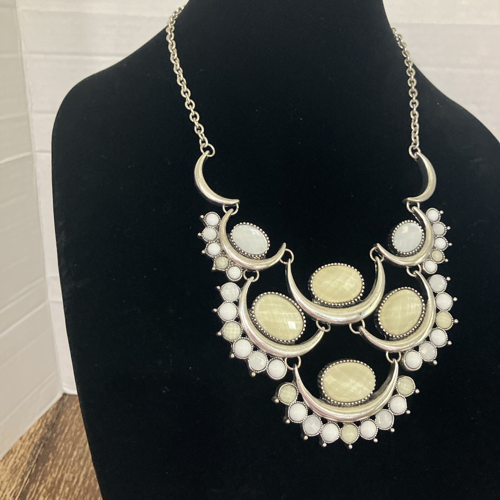 Erica Lyons Necklace Boho Art Deco Silver Tone Moon 18 – 20 Inches Statement