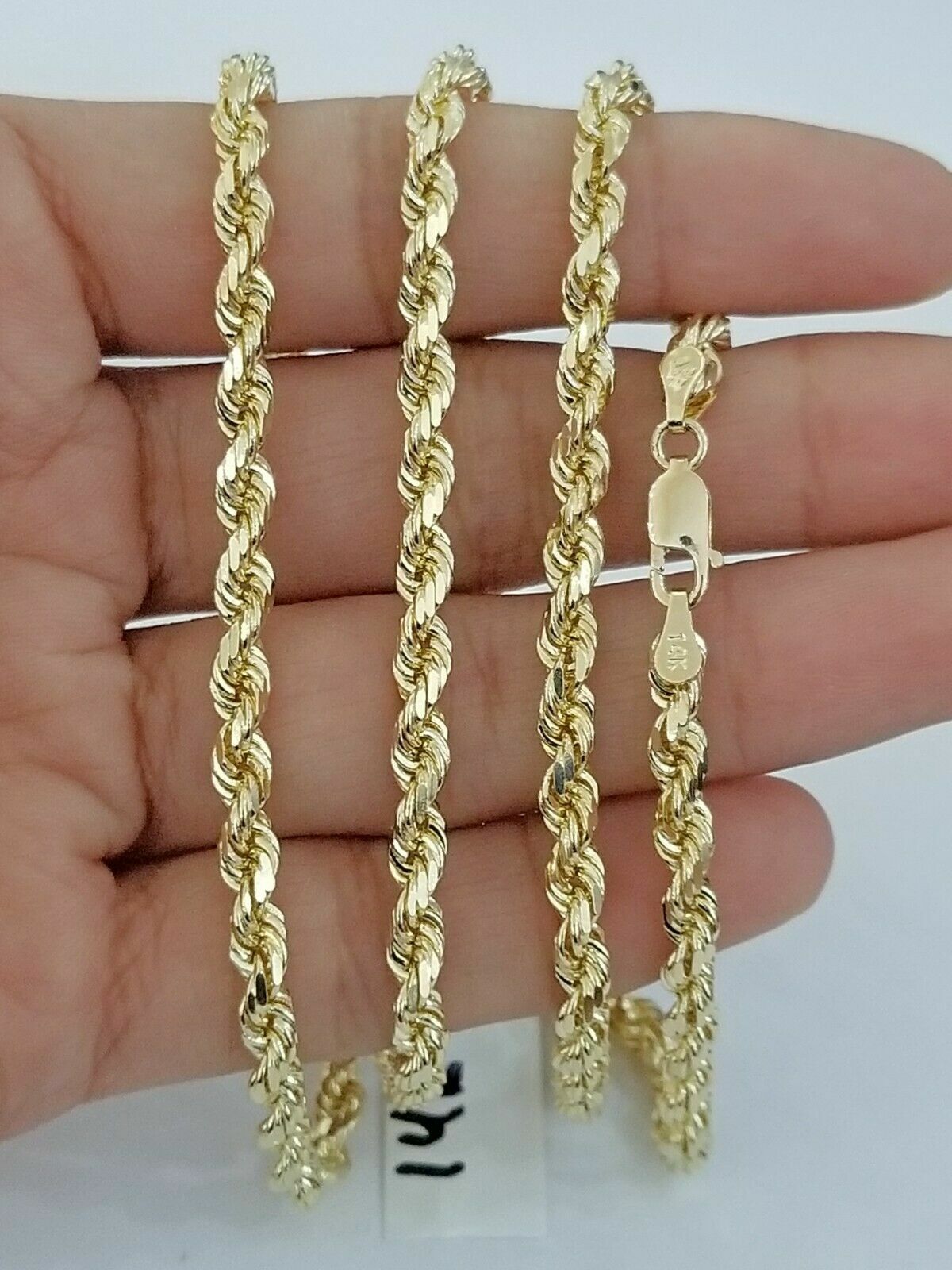 10k Gold Rope Chain 2mm-8mm Necklace 16-30 Inch men women Diamond cut end Sale