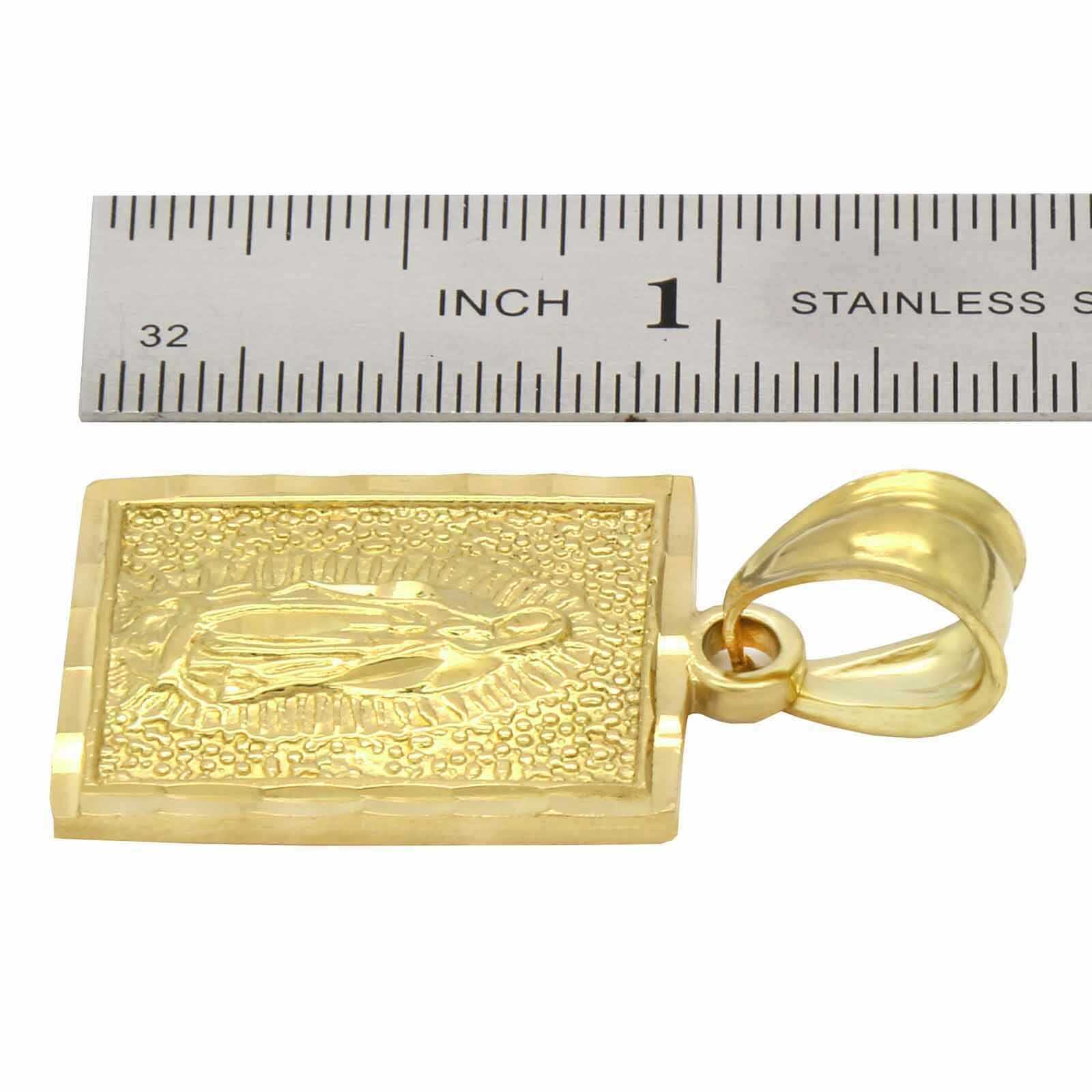 Mens 18k Gold Plated Brass Guadalupe Pendant 6mm 30″ Cuban Chain