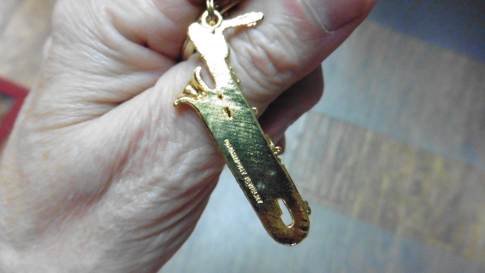 (M-200-E) BARITONE SAXOPHONE sax NECKLACE 24k gold plate PENDANT JEWELRY Selmer