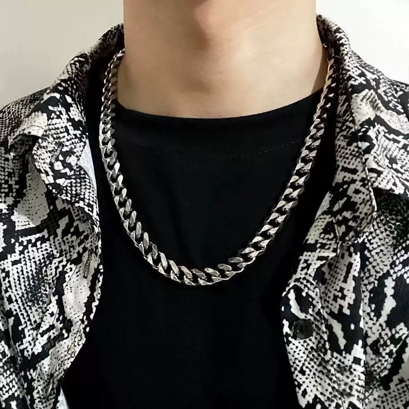 18-28 Cuban Chain Necklace Stainless Steel Silver 6.6/7/8.2/9/11 inch Mens Women