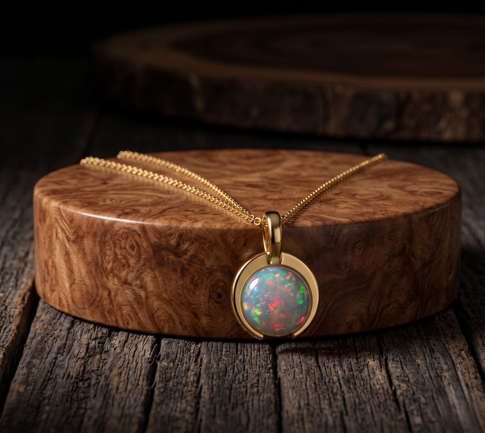 Ethiopian Opal Pendant 18k Gold Filled Fire Opal Womens Handmade Pendant Gift