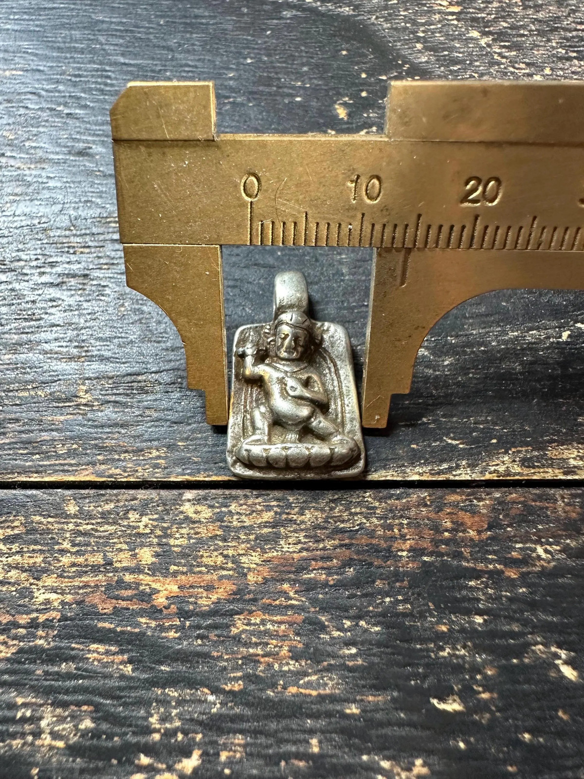 Antique Tibetan Vajrapani Amulet Pendant White Copper Buddhist Talisman Nepal S