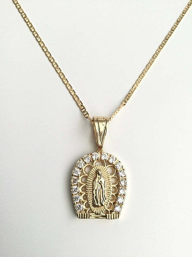 18K GOLD FILLED GUADALUPE HORSESHOE NECKLACE 20″ / CADENA GUADALUPE 20″ – N32